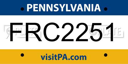 FRC2251 Pennsylvania License Plate