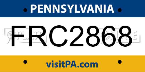 FRC2868 Pennsylvania License Plate