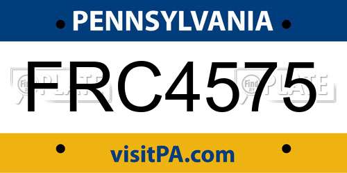 FRC4575 Pennsylvania License Plate