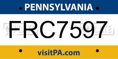 FRC7597 Pennsylvania License Plate