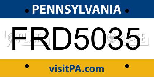 FRD5035 Pennsylvania License Plate