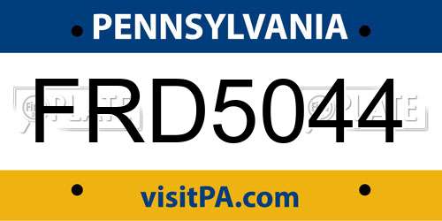 FRD5044 Pennsylvania License Plate