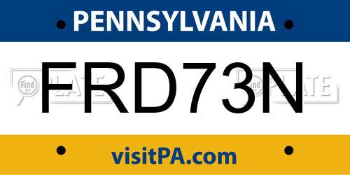 FRD73N Pennsylvania License Plate