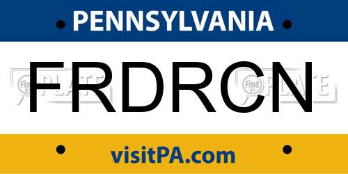 FRDRCN Pennsylvania License Plate
