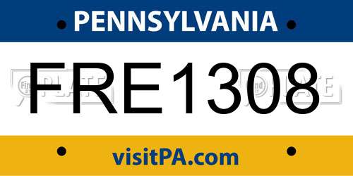 FRE1308 Pennsylvania License Plate