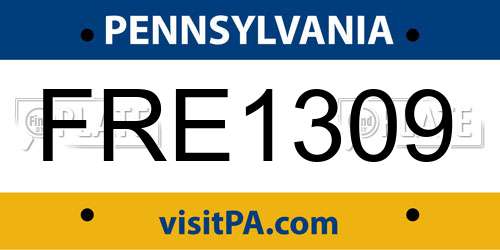 FRE1309 Pennsylvania License Plate