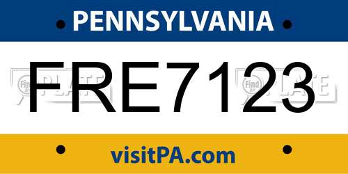 FRE7123 Pennsylvania License Plate