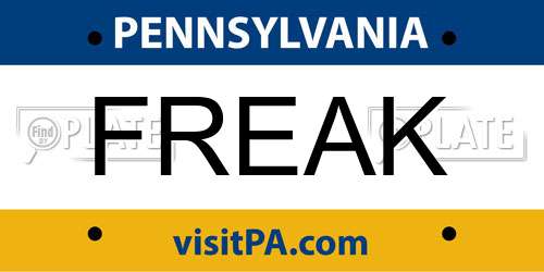 FREAK Pennsylvania License Plate