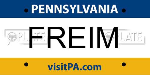 FREIM Pennsylvania License Plate