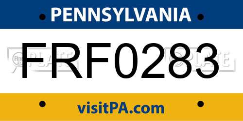 FRF0283 Pennsylvania License Plate