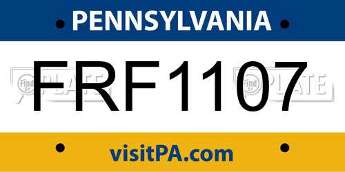 FRF1107 Pennsylvania License Plate