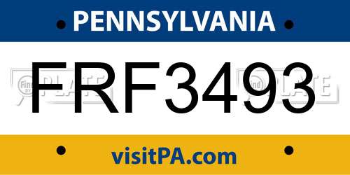 FRF3493 Pennsylvania License Plate