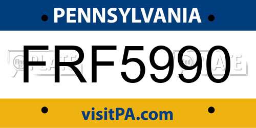 FRF5990 Pennsylvania License Plate