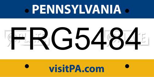 FRG5484 Pennsylvania License Plate