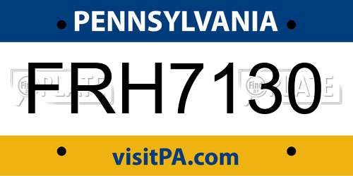 FRH7130 Pennsylvania License Plate