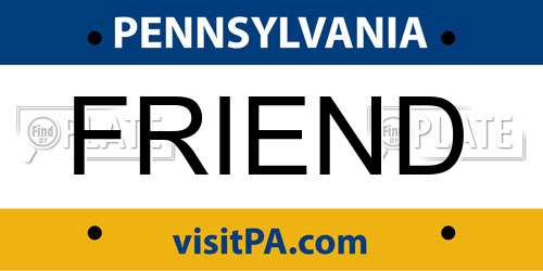 FRIEND Pennsylvania License Plate