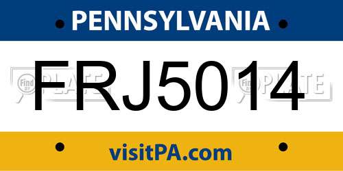 FRJ5014 Pennsylvania License Plate