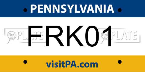 FRK01 Pennsylvania License Plate