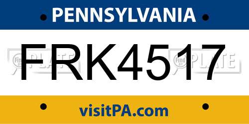 FRK4517 Pennsylvania License Plate