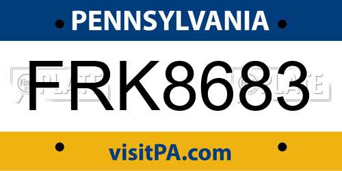 FRK8683 Pennsylvania License Plate