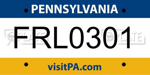 FRL0301 Pennsylvania License Plate