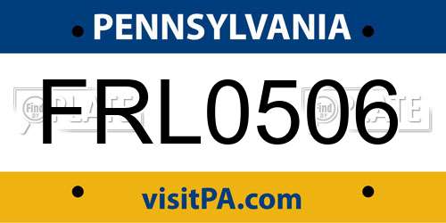 FRL0506 Pennsylvania License Plate