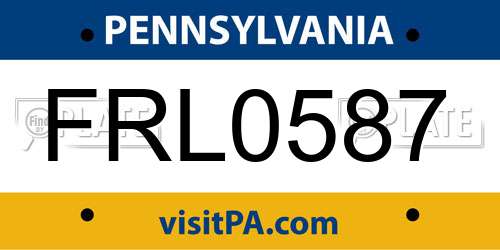 FRL0587 Pennsylvania License Plate
