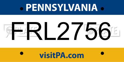 FRL2756 Pennsylvania License Plate