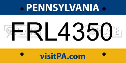 FRL4350 Pennsylvania License Plate