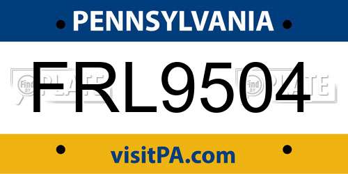 FRL9504 Pennsylvania License Plate