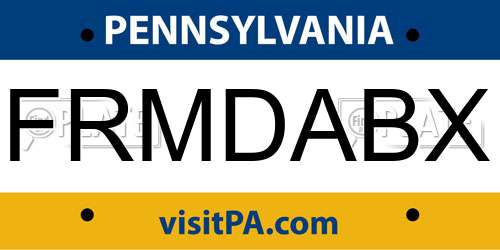 FRMDABX Pennsylvania License Plate