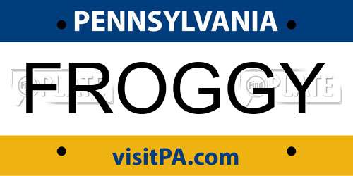FROGGY Pennsylvania License Plate