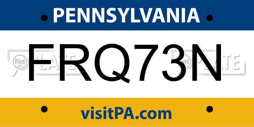 FRQ73N Pennsylvania License Plate