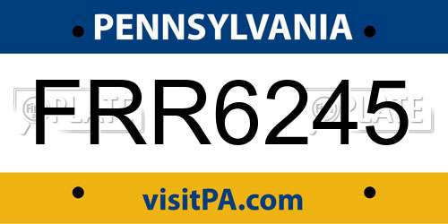 FRR6245 Pennsylvania License Plate