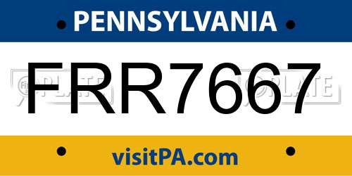 FRR7667 Pennsylvania License Plate