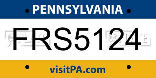 FRS5124 Pennsylvania License Plate