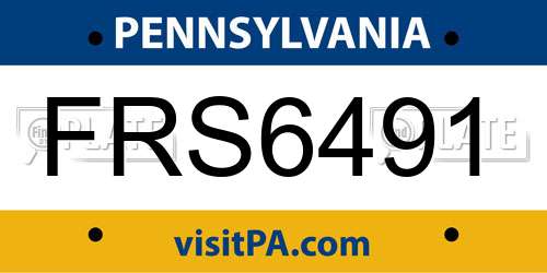 FRS6491 Pennsylvania License Plate