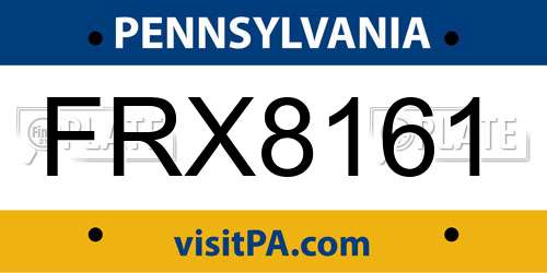 FRX8161 Pennsylvania License Plate