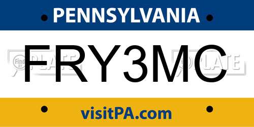 FRY3MC Pennsylvania License Plate
