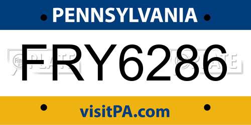 FRY6286 Pennsylvania License Plate