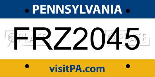 FRZ2045 Pennsylvania License Plate