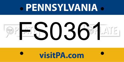 FS0361 Pennsylvania License Plate
