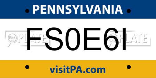 FS0E6I Pennsylvania License Plate