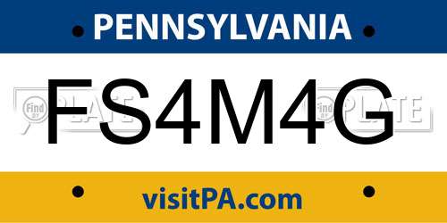 FS4M4G Pennsylvania License Plate