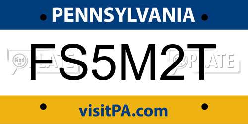 FS5M2T Pennsylvania License Plate