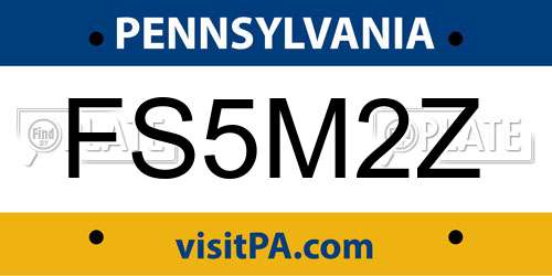FS5M2Z Pennsylvania License Plate