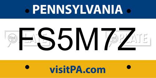 FS5M7Z Pennsylvania License Plate