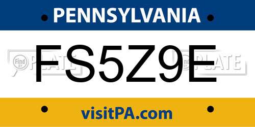 FS5Z9E Pennsylvania License Plate