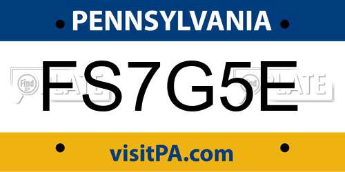 FS7G5E Pennsylvania License Plate