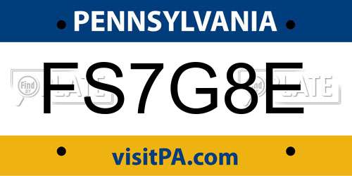 FS7G8E Pennsylvania License Plate